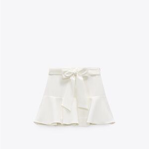 Zara Cream A-Line Skirt with Bow